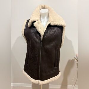 NWOT Retro Aerie Dark Brown Shearling Vest